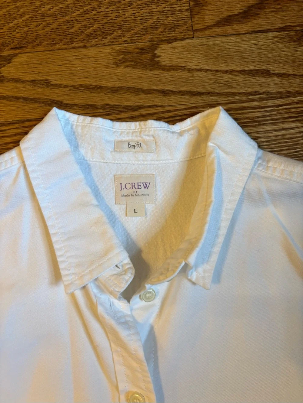J.Crew Boy Fit White Button Front Oxford Shirt 100% Cotton Size Large